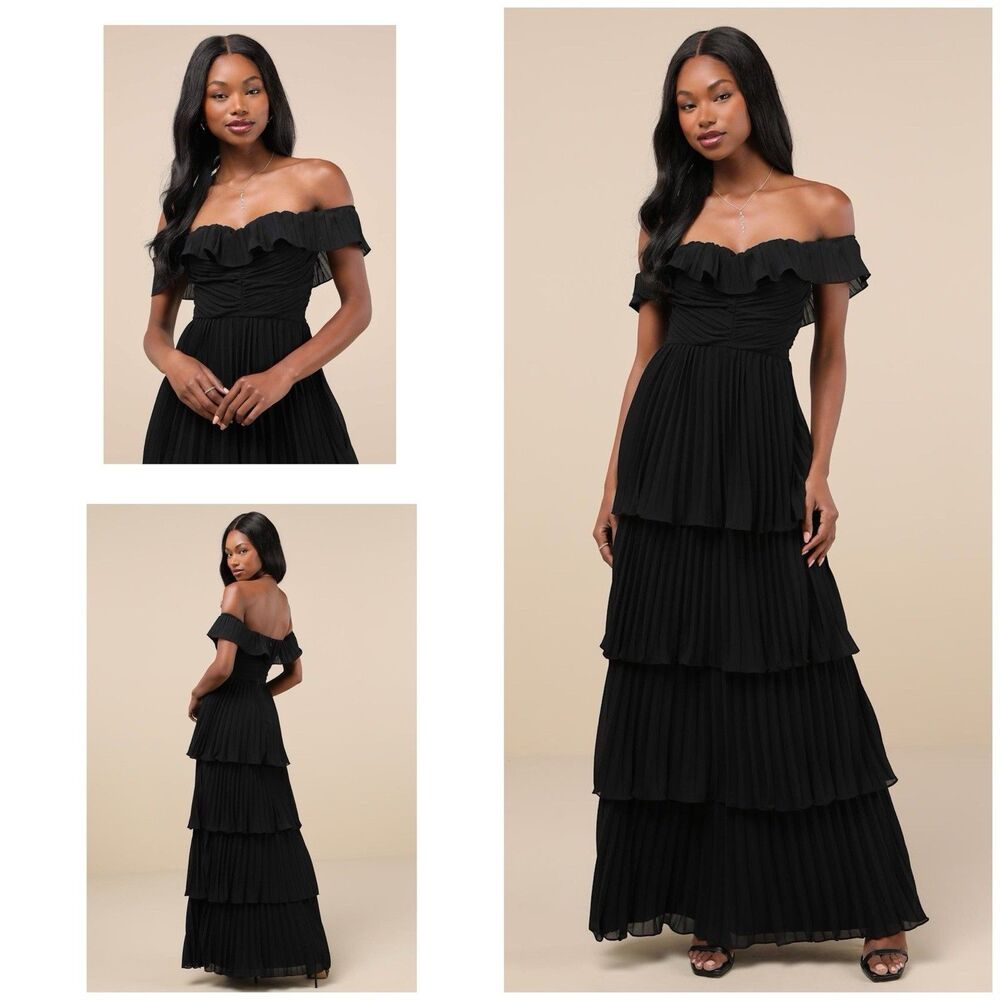 Lulu's Black Off-Shoulder Maxi Dress